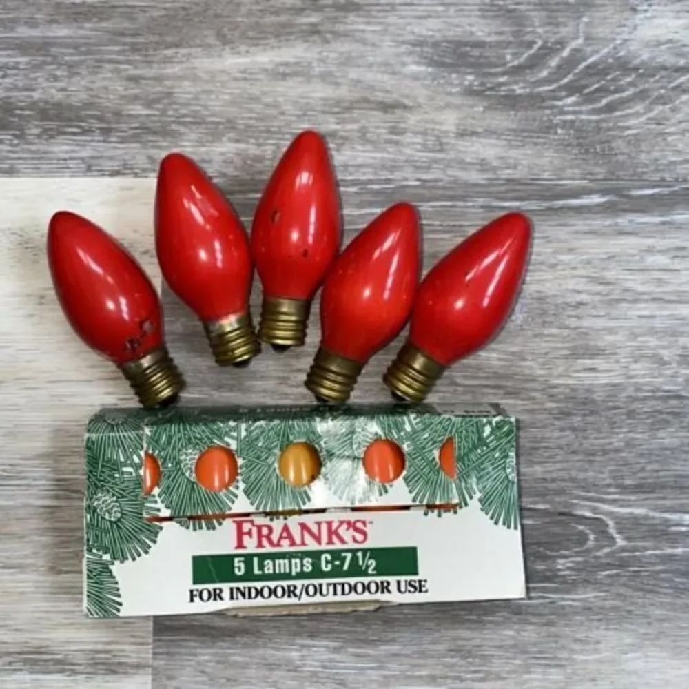 Lot Of 10 Frank’s Nursery Christmas Tree Bulbs C-7 1/2 Red Vintage Orange